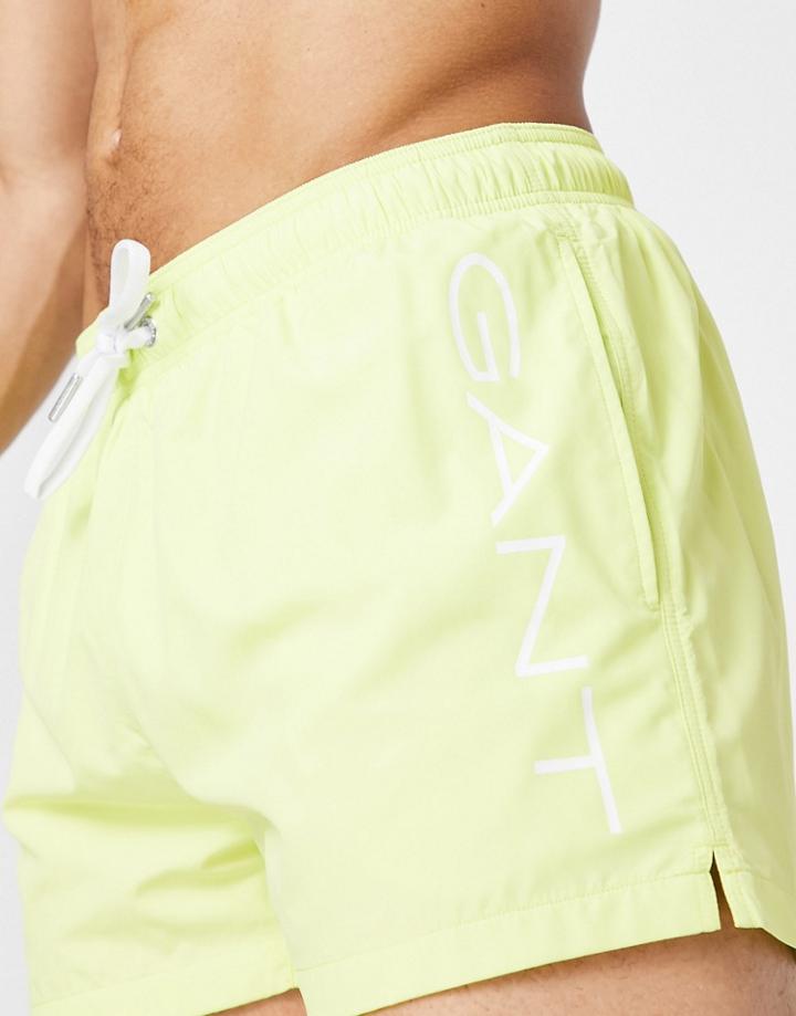 Gant Swim Shorts In Green With Side Logo