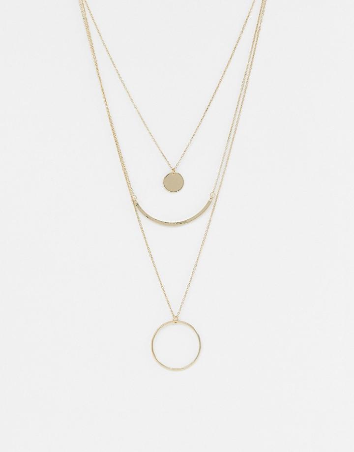 Ashiana Multi Layered Necklace With Oversize Circle - Gold
