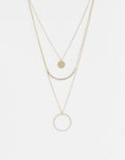 Ashiana Multi Layered Necklace With Oversize Circle - Gold