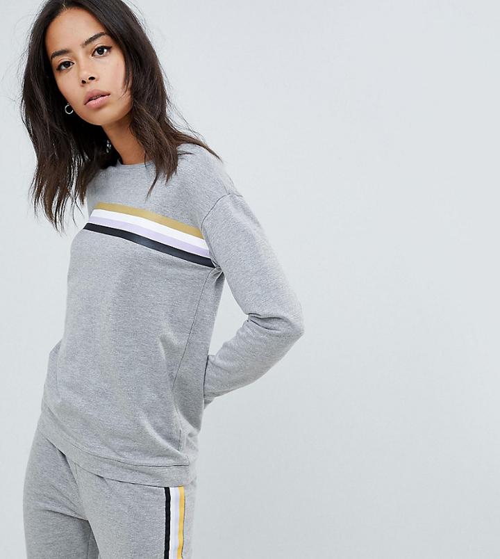 Noisy May Tall Stripe Front Sweatshirt-gray