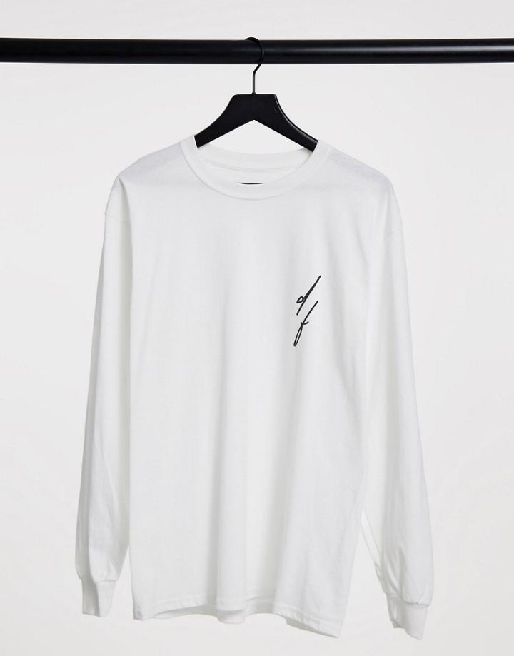 Asos Dark Future Long Sleeve T-shirt In White With Logo Chest Print