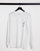 Asos Dark Future Long Sleeve T-shirt In White With Logo Chest Print
