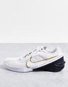 Nike React Metcon Turbo Sneakers In White And Metallic Gold