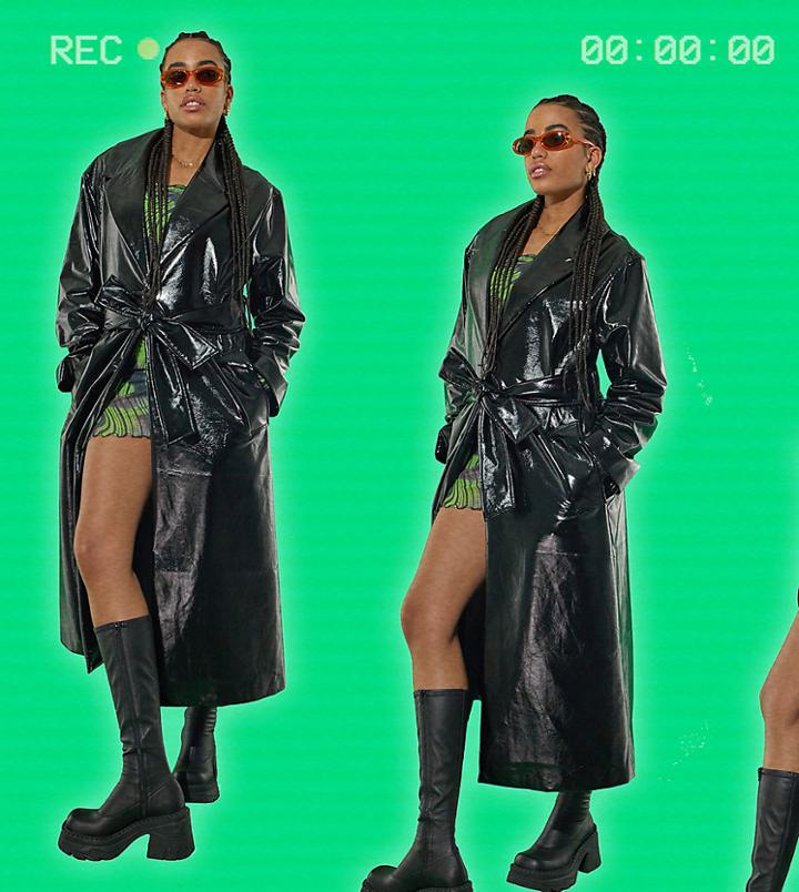 Collusion Wadded Longline Blazer Coat In Black