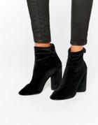 Public Desire Lia Velvet Heeled Ankle Boots - Black