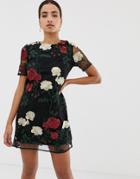 Dolly & Delicious Floral Short Sleeve Lace Dress - Black