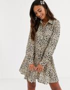 In The Style X Dani Dyer Animal Print Mini Skater Shirt Dress-multi