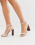 River Island Barely There Sandal With Tort Heel In White