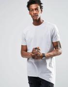 Asos Super Longline T-shirt With Asymmetric Panelling In Woven And Jersey Mix - Windchime