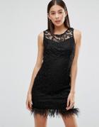 Ax Paris Lace Crochet Detail Bodycon Dress - Black