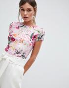 Ted Baker Fitted T-shirt In Serenity Floral Print - Multi