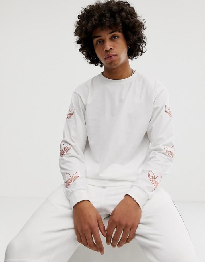 Adidas Originals Long Sleeve T-shirt With Trefoil Arm Print White Dv3151 - White