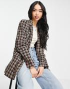 Urban Revivo Check Print Blazer In Brown