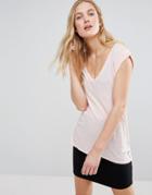Pam & Gela V Neck Muscle Tee - Pink