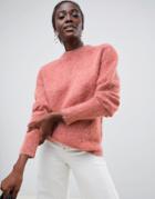Asos White Mohair Crew Neck Sweater - Pink