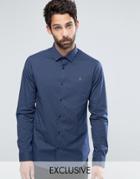 Farah Polka Dot Shirt In Slim Fit With Stretch - Navy