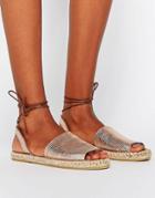 Pieces Lilo Metallic Lace Up Espadrilles - Copper