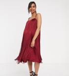 Asos Design Maternity Fringe Trapeze Midi Dress - Red