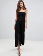 Ax Paris Bandeau Jumpsuit With Side Split-black