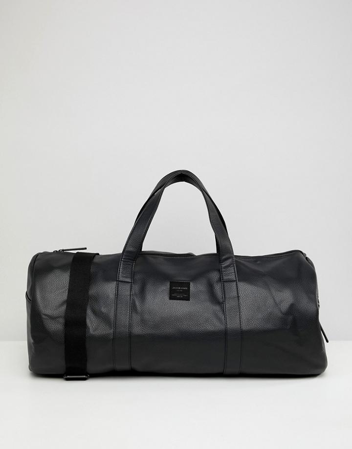 Jack & Jones Faux Leather Duffle Bag - Black