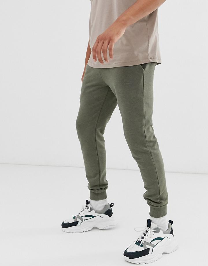 Asos Design Skinny Sweatpants In Khaki Marl