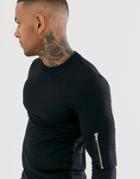 Asos Design Muscle Sweatshirt With Ma1 Pocket In Black - Black