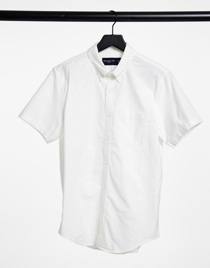 Abercrombie & Fitch Short Sleeve Oxford Shirt In White