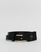 Paul Costelloe Real Leather Skinny Belt With Lizard Print-black