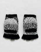 Plush Fleece Lined Ombre Dot Texting Smart Touch Mittens - Black