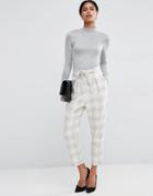 Asos Check Pant With Paperbag Waist - Multi