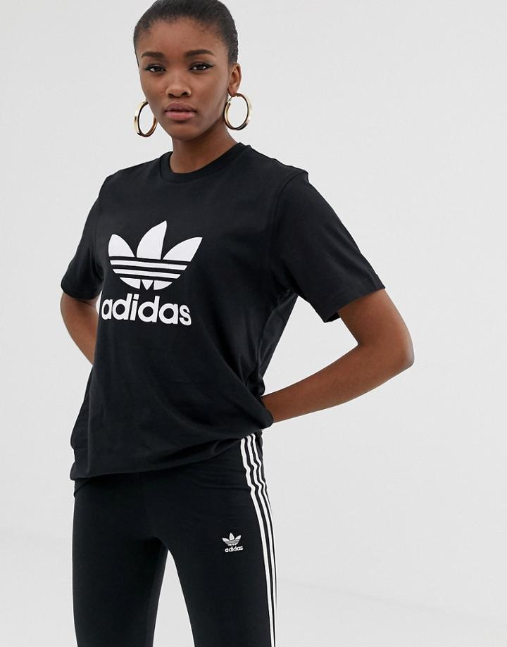 Adidas Originals Trefoil Logo T-shirt In Black - Black