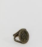 Reclaimed Vintage St Christopher Ring In Burnished Gold