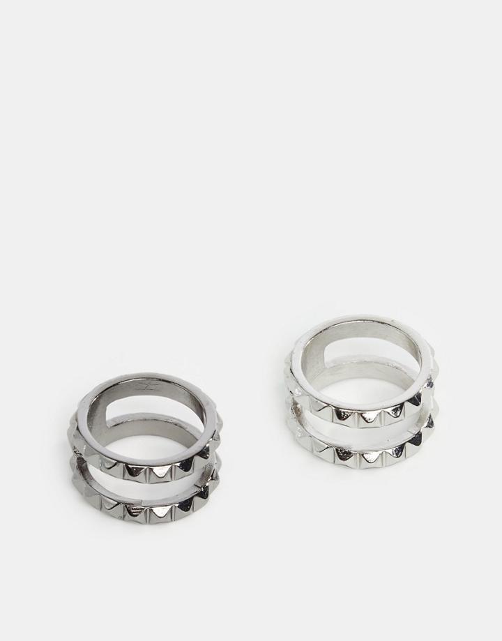 Asos Spike Ring Pack In Mixed Metal - Multi