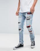 Cayler & Sons Skinny Jeans In Blue With Extreme Distressing - Blue