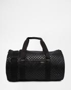 Fred Perry Checked Barrel Bag With Cordura - Black