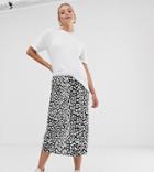 Asos Design Maternity Mock Wrap Skirt In Mono Leopard-multi