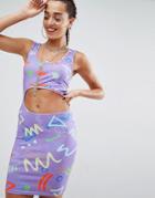 Asos Bodycon Mini Dress With Slash Cut Out In 80s Print - Multi