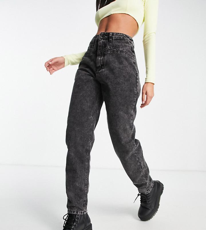 Missguided Riot Seam Detail Jeans In Washed Black