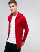 Asos Longline Muscle Zip Up Hoodie In Red - Red