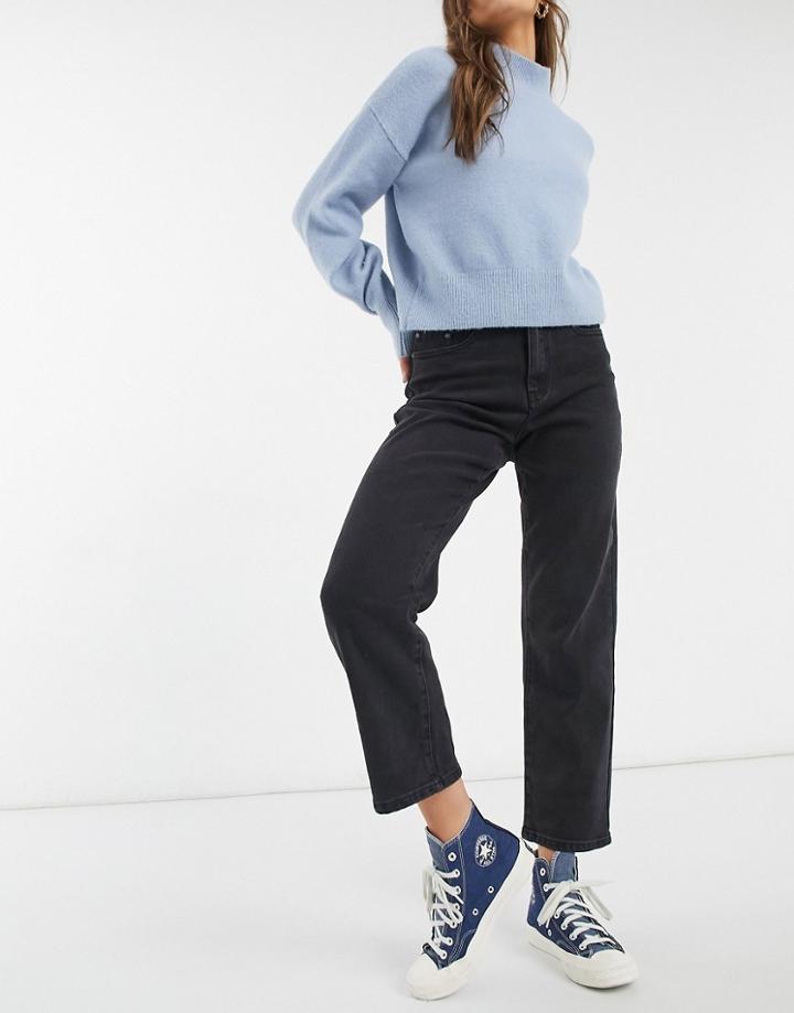 Object Moji Straight Leg Jeans In Black