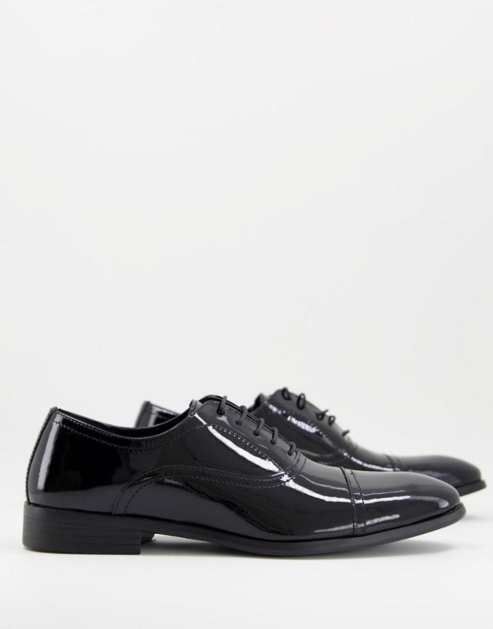 Red Tape Leather Patent Lace-up Shoes In Black