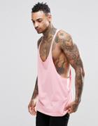 Asos Tank With Raw Edge Extreme Racer Back In Pink - Pink