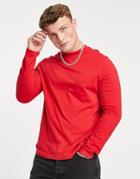 Asos Design Organic Blend Long Sleeve T-shirt With Crew Neck In Red