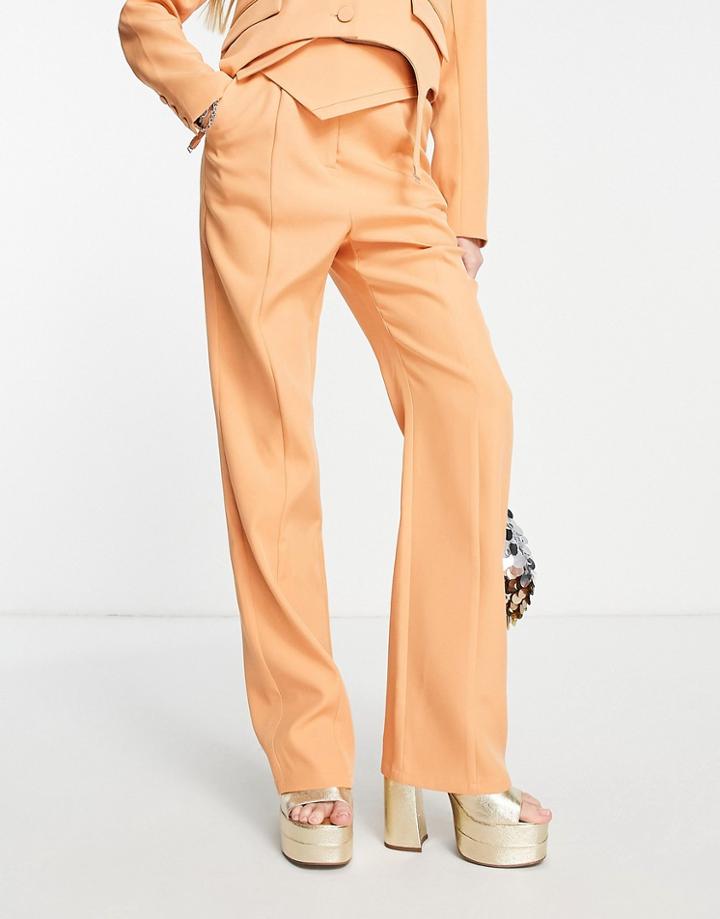 4th & Reckless Tailored Pants With Overlap Design Detail In Peach - Part Of A Set-orange
