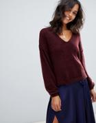 Free People Princess V-neck Sweater-red