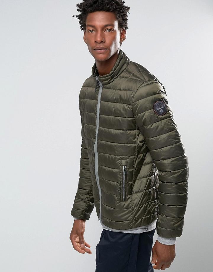 Napapijri Aerons Quilted Jacket Zip Front - Green