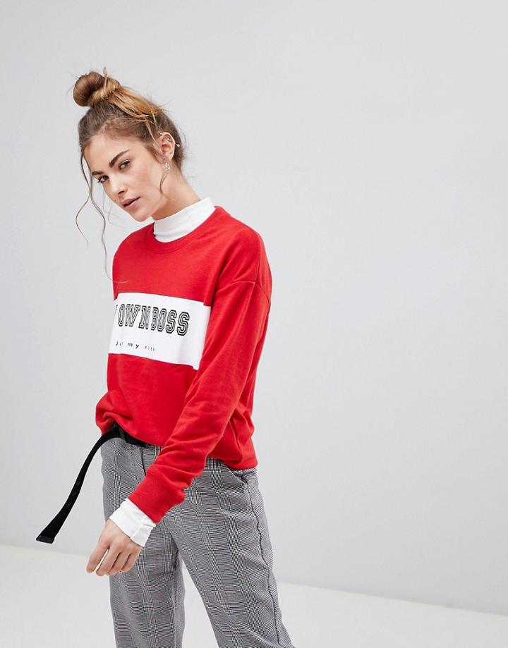 Pull & Bear My Own Boss Sweatshirt - Red