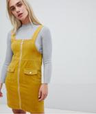 Pieces Zip Front Pinafore Dress - Yellow