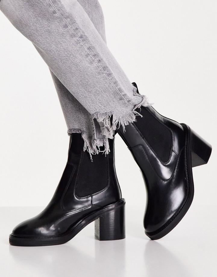 Asos Design Runaway Leather Chelsea Boots In Black