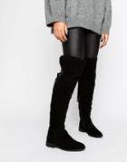 Asos Kao Suede Over The Knee Boots - Black